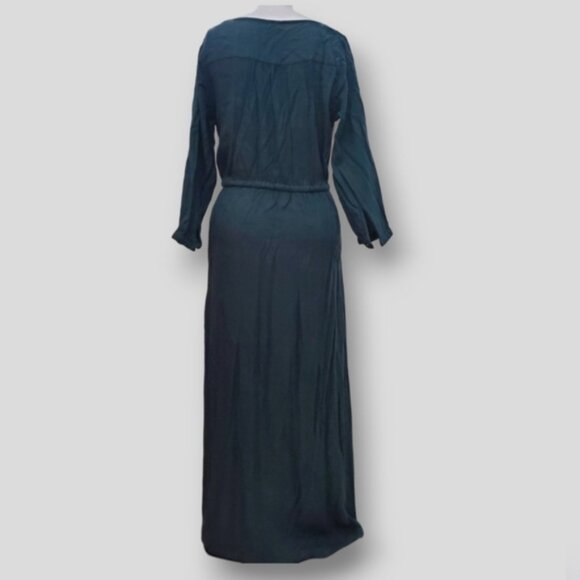 Old Navy Drawstring Prairie Midi Dress in Deep Green/Emerald - Picture 12 of 15